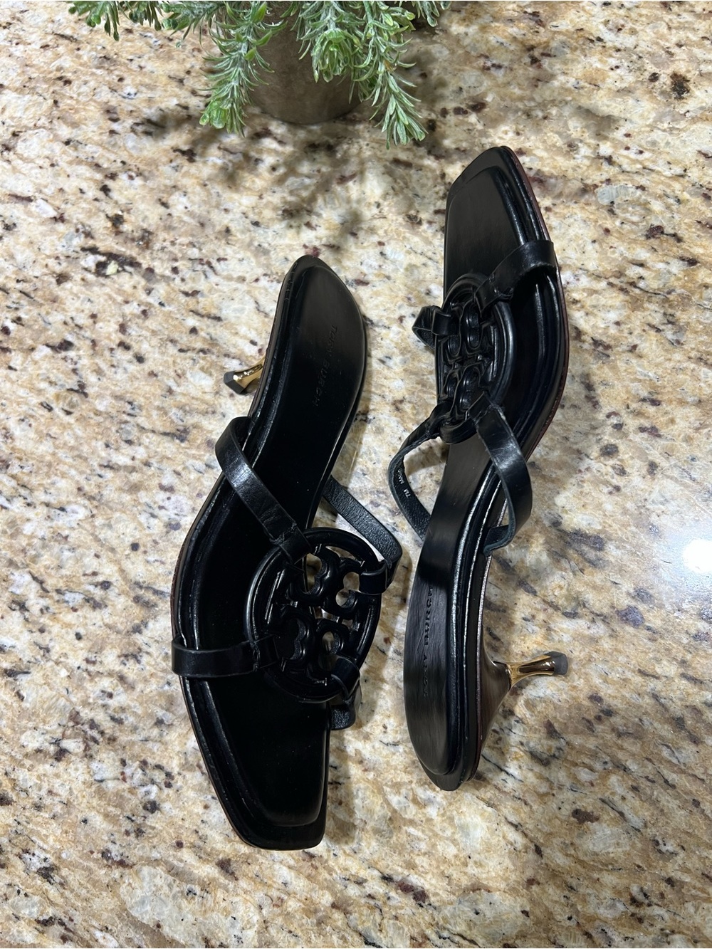 Tory Burch Geo Bombe Black Kitten Heel Sandals 7M - Picture 5 of 10